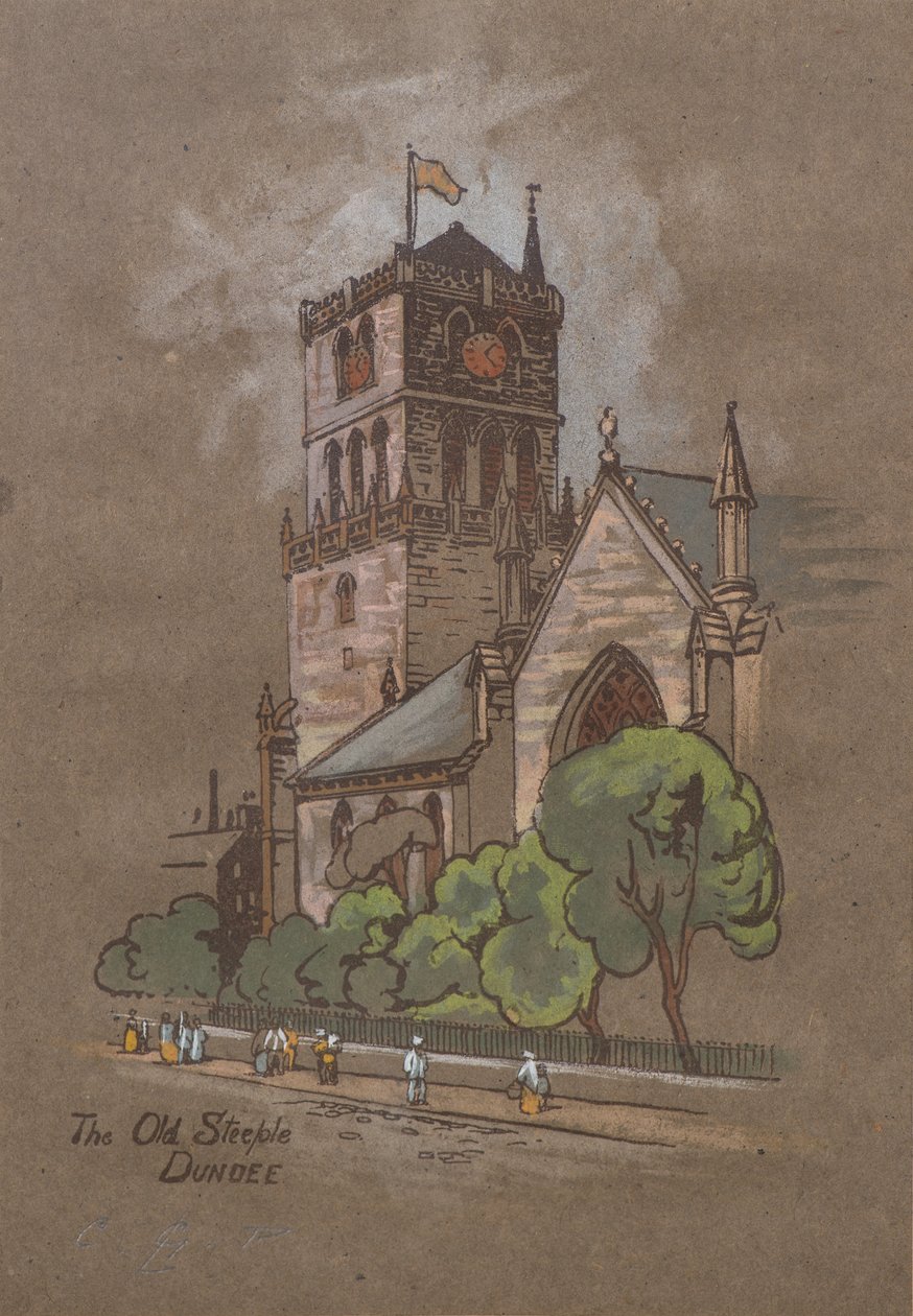 The Old Steeple, Dundee (ručně barevný tisk) od Charles Gustav Louis Phillips