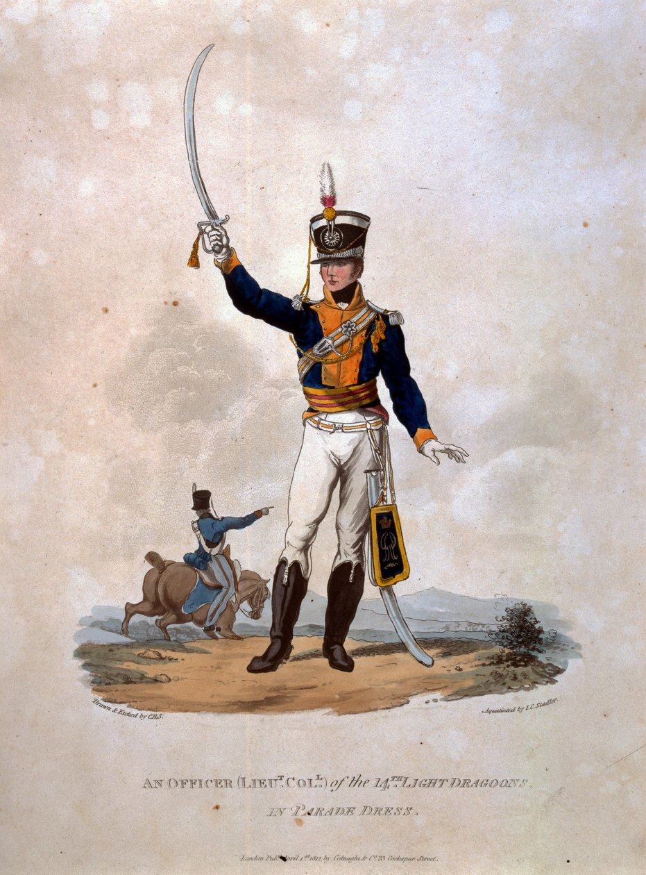 Důstojník 14th Light dragoons in Parade Dres, z 