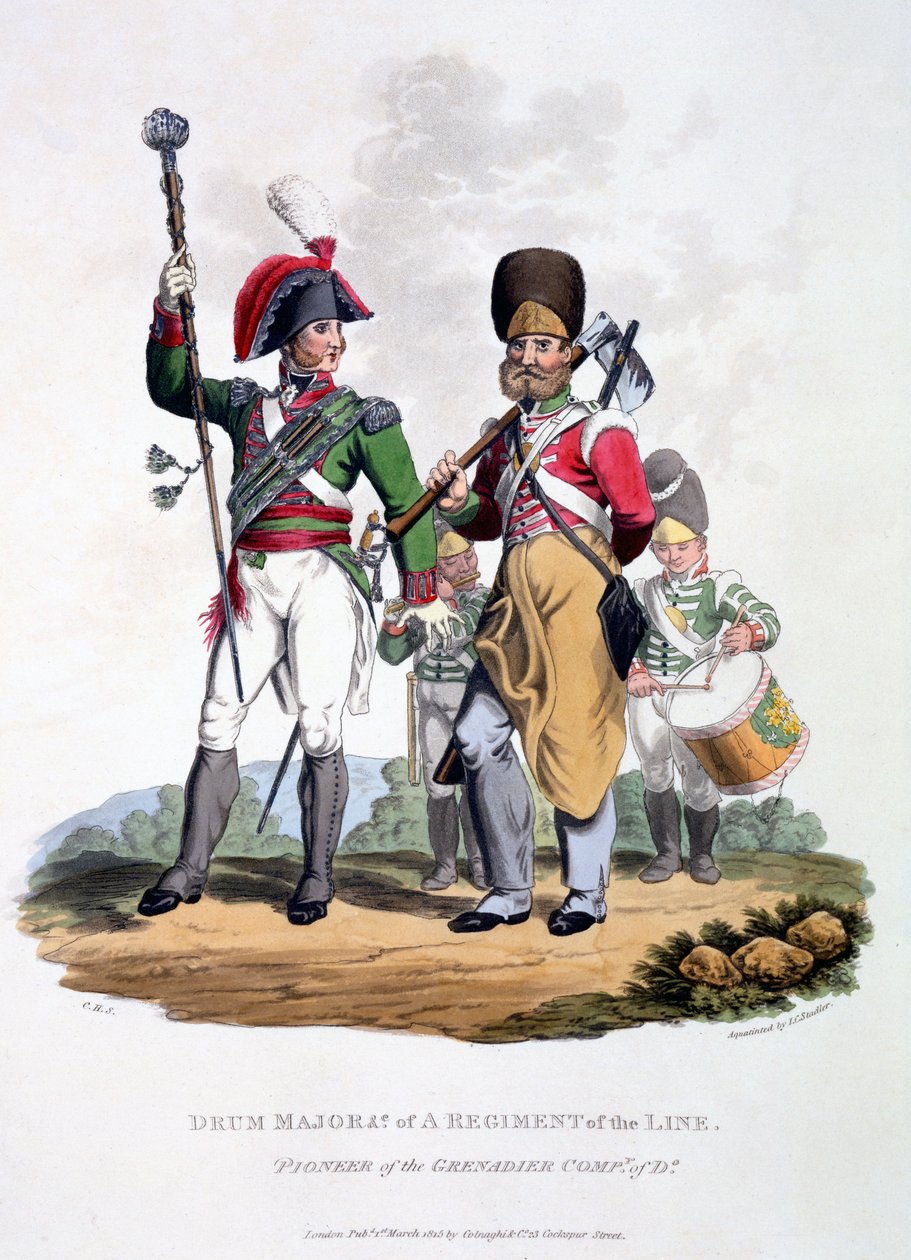 Uniformy bubnového majora pluku Line - Pioneer of the Grenadier Company, z 