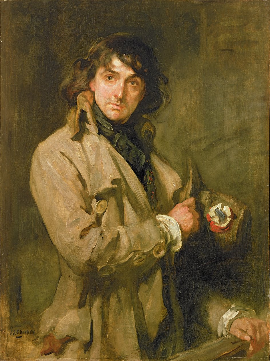 Portrét sira Johna Martina Harveyho jako Sydney Carton ve filmu „Jediná cesta“ / „Příběh dvou měst“ od Charlese Dickense (1812-1870) (olej na plátně) od Charles Haslewood Shannon