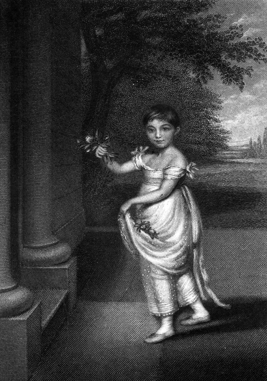 Elizabeth Barrett Moulton-Barrett ve věku devíti let, ryl G. Cook, c. polovina C19 od Charles Hayter