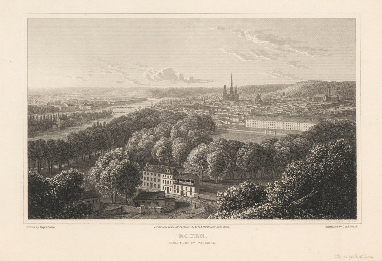 Rouen, z Mont Sainte Catherine od Charles Heath