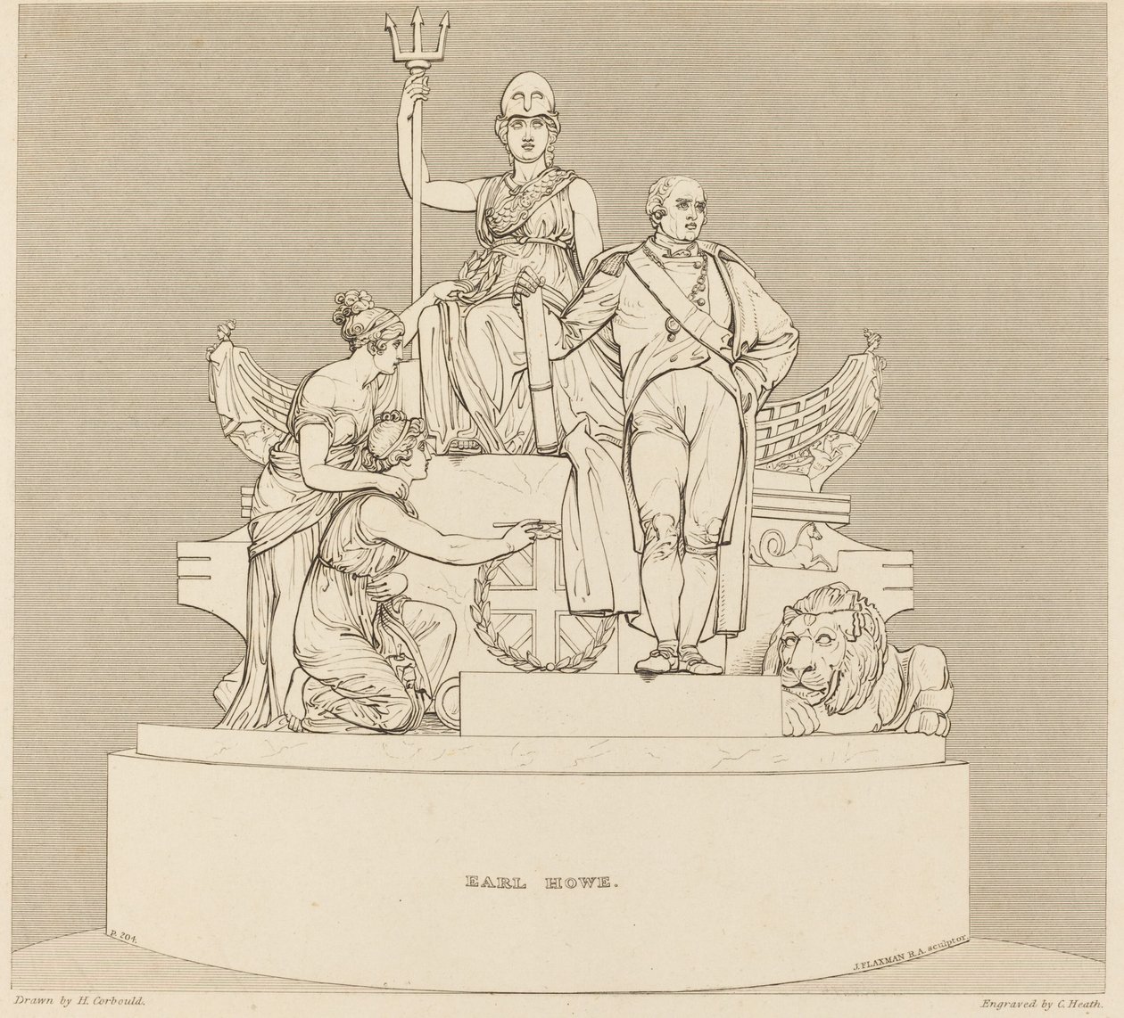Památník Earl Howe od Charles Heath after Henry Corbould after John Flaxman