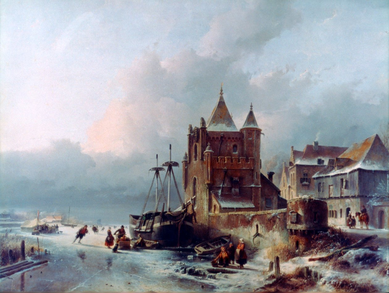 Zamrzlá řeka, c1838-1907 od Charles Henri Joseph Leickert