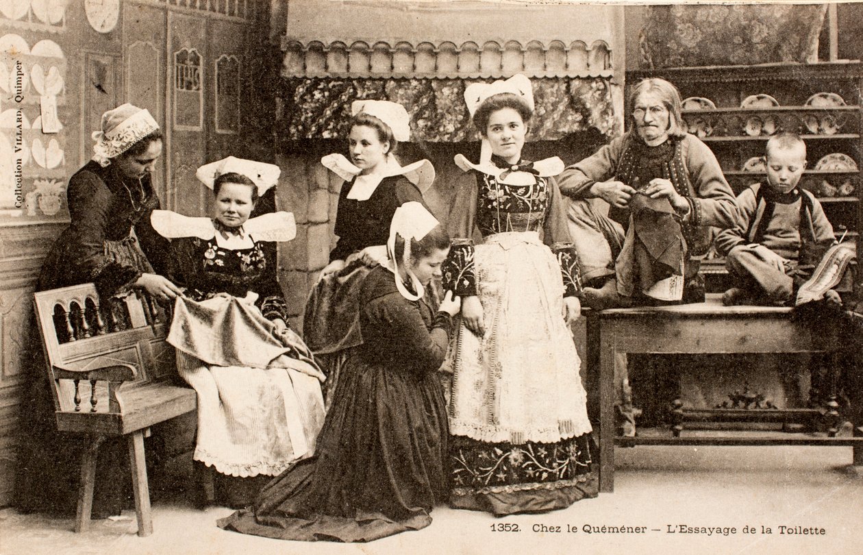 Stará pohlednice/Bretonská rodina/Bretaň/Francie od Augustus Kollner