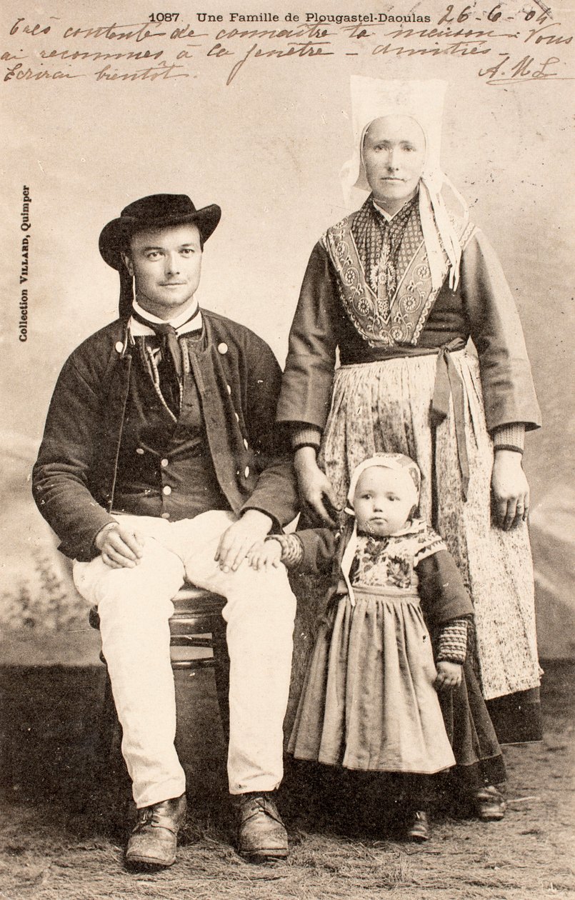 Stará pohlednice/rodina Plougastel Daoulas/Bretaň/Francie od Augustus Kollner