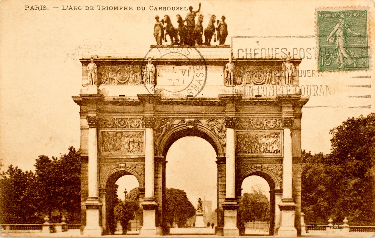 Pohlednice/Arc de Triomphe du Carrousel/Paříž/Seine/Ile de France/Francie od Augustus Kollner