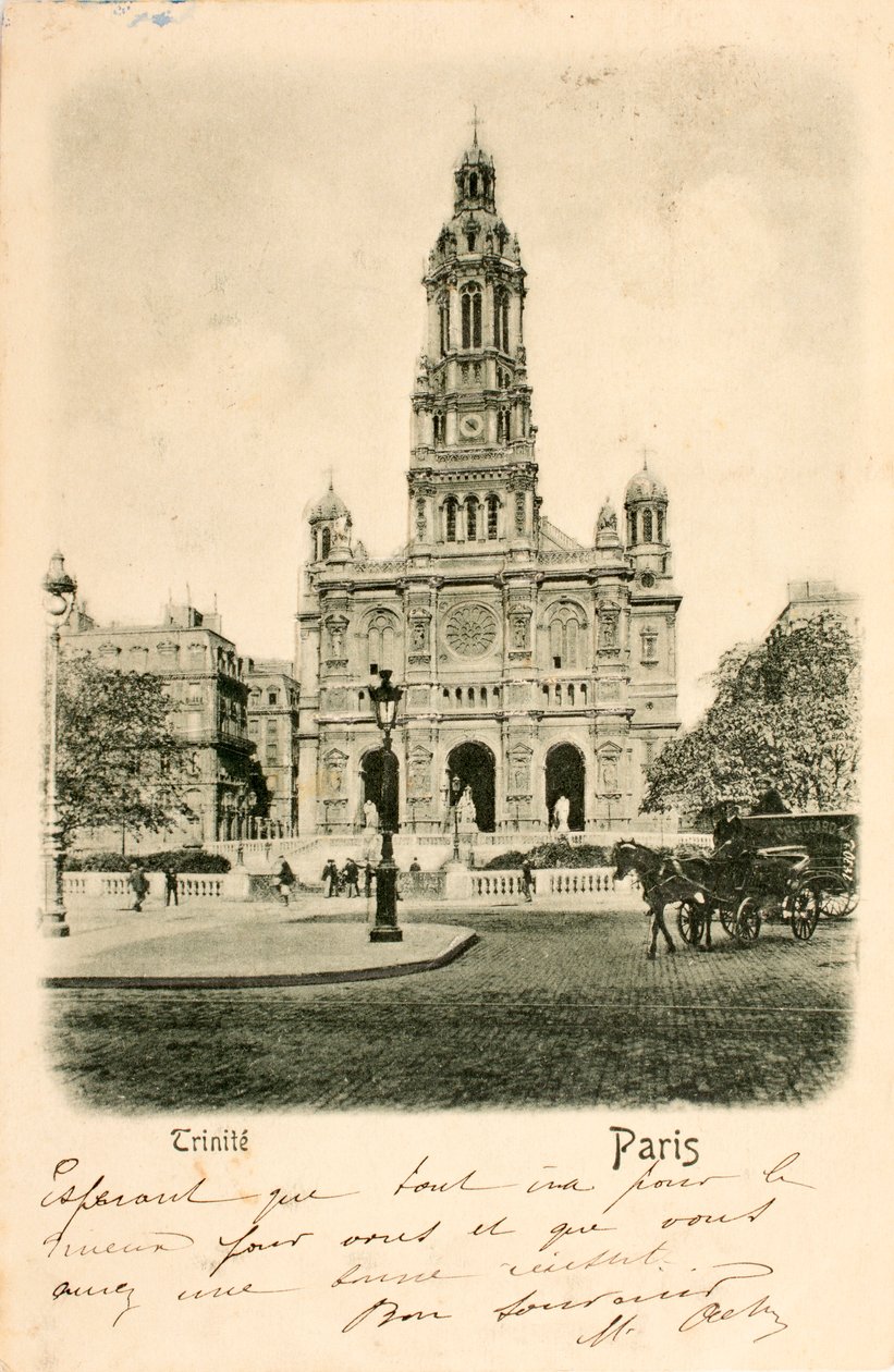 Pohlednice/kostel Nejsvětější Trojice/Paříž/Seina/Ile de France/Francie od Augustus Kollner