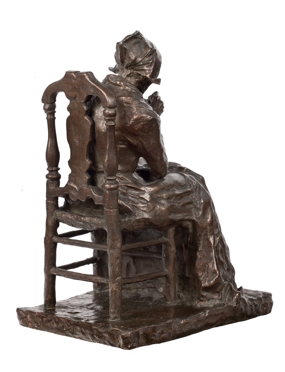 Stará žena si opravuje prádlo (bronz) od Charles Henri Marie van Wijk