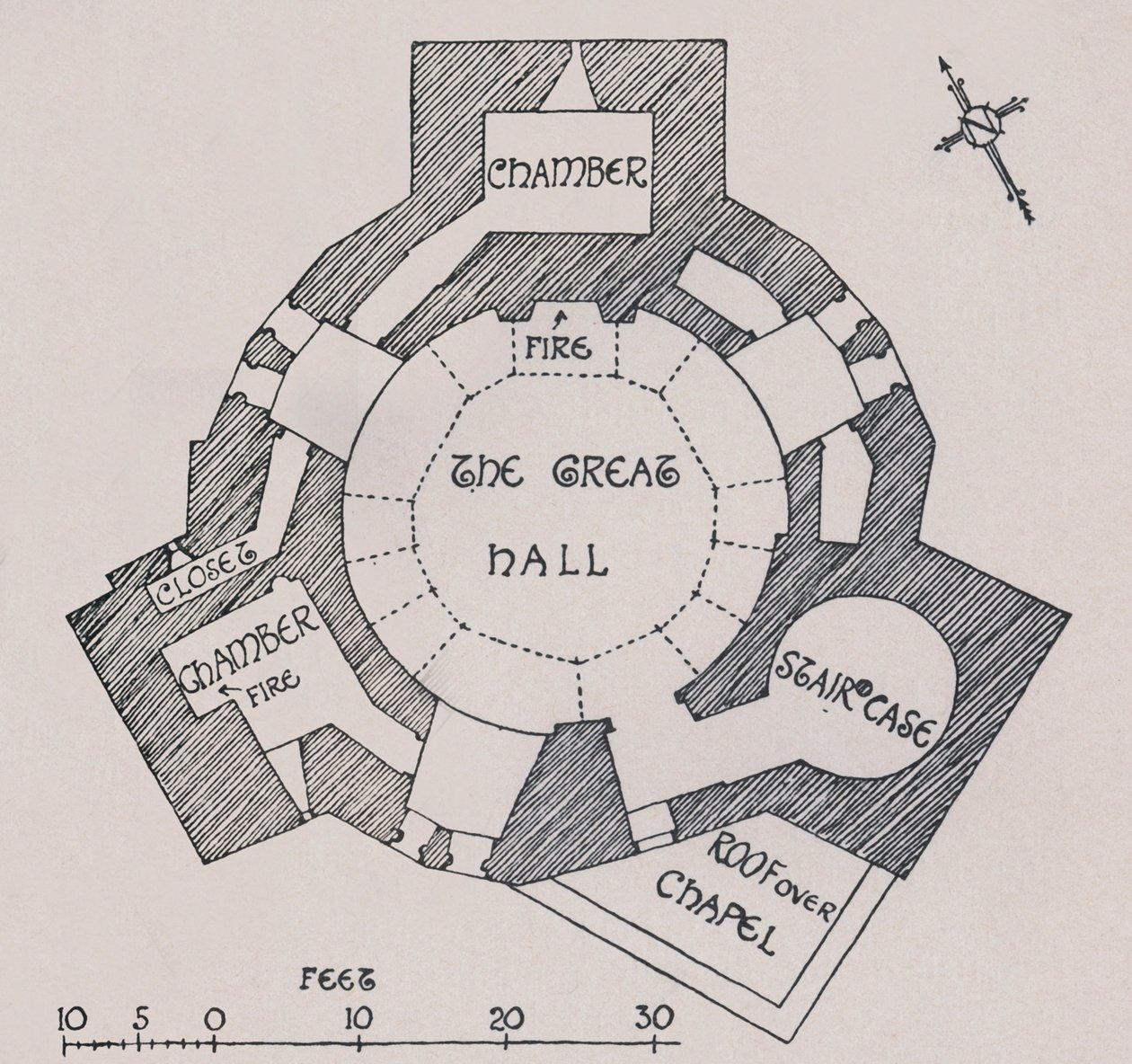 Hrad Orford, Suffolk. Z plánu pana Cautleyse, 1931 od Charles Henry Bourne Quennell
