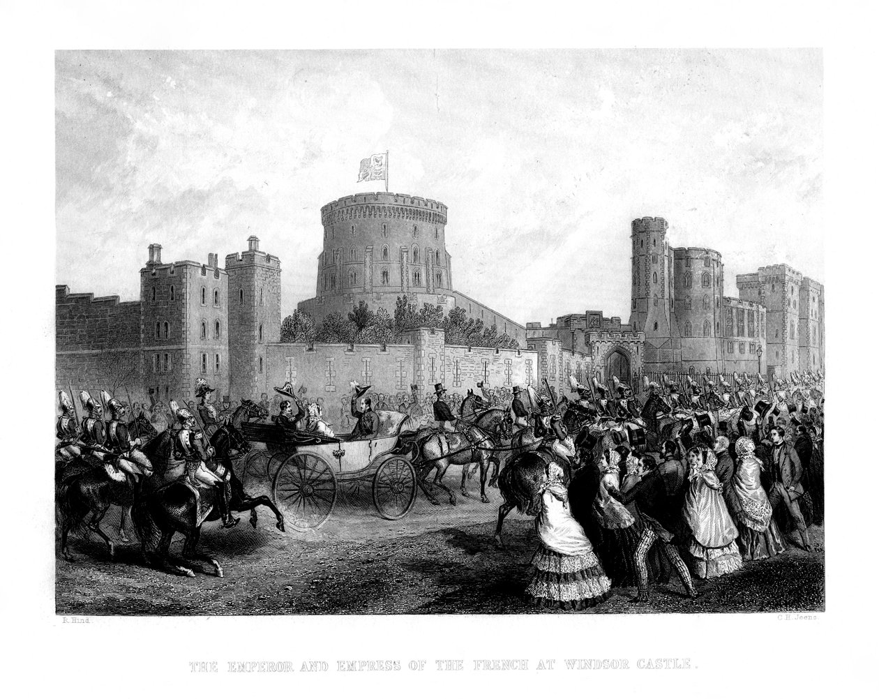 Císař a císařovna Francouzů na zámku Windsor, 1855, 1875. od Charles Henry Jeens