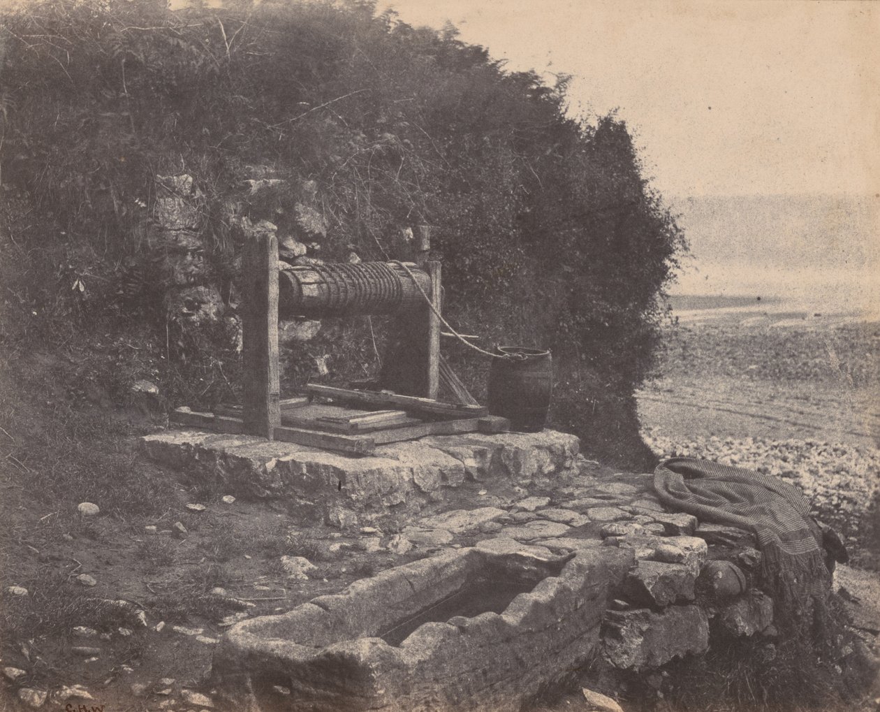 Studna u moře, záliv Langland, Swansea, Wales,cca. 1854 (foto) od Charles Henry Waring