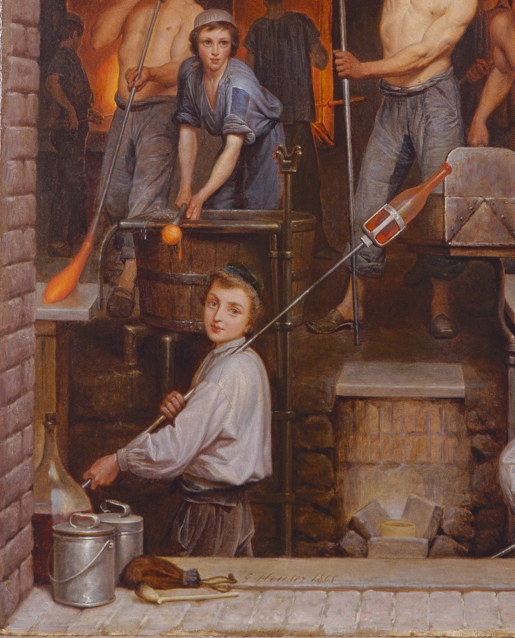 Interiér pece, 1865 olej na plátně detail 191514 od Charles Housez