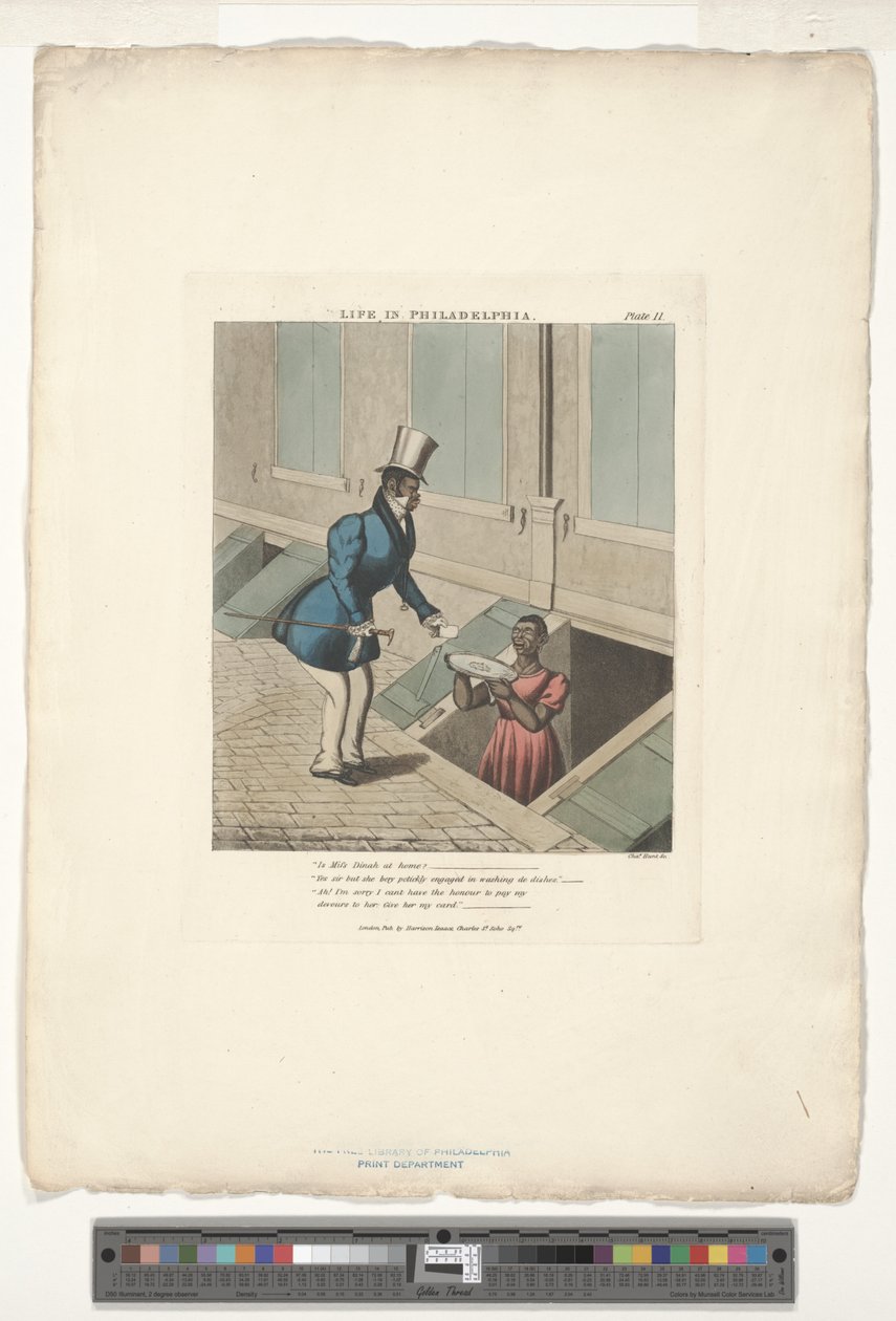 Volání na Mifs Dinah, deska číslo 11 z 20, převzato z knihy Life in Philadelphia Edward W. Clay (1799-1857) od Charles Hunt