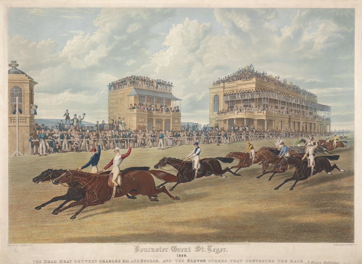 Doncaster Great St Leger, 1839. Mrtvý dostih mezi Charles XII a Euclid. od Charles Hunt