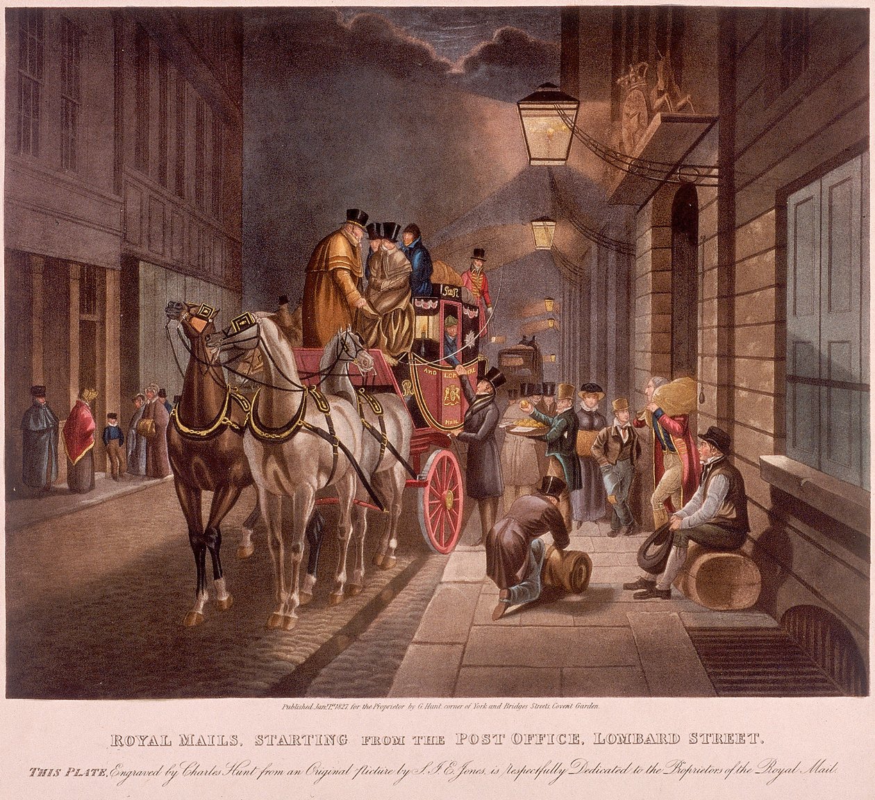 General Post Office, Lombard Street, Londýn, 1827 od Charles Hunt