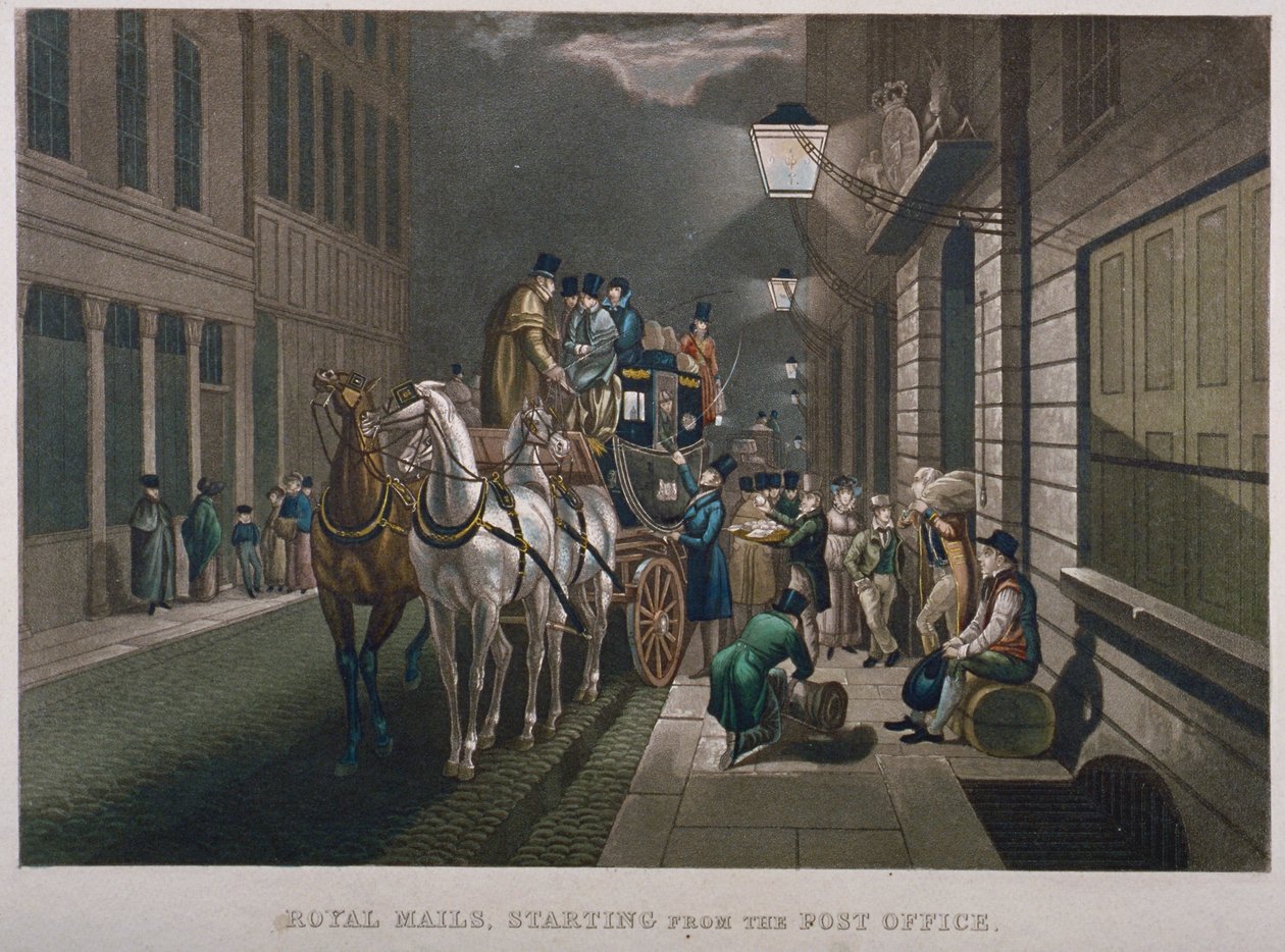 Poštovní autobus mimo hlavní poštu, Lombard Street, City of London, 1827 od Charles Hunt