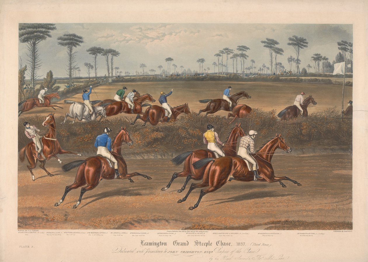 Jedna ze sady čtyř: Leamington Grand Steeple Chase ... 1837. Deska 2. Pan Christian na Scriptonu ... od Charles Hunt