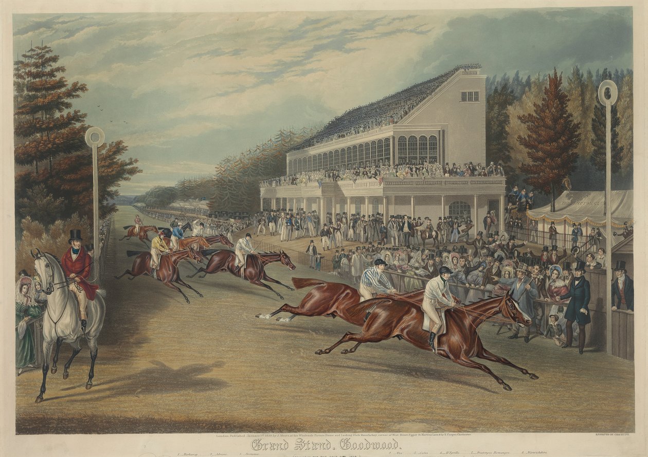 Racing: Grand Stand, Goodwood (přichází o Zlatý pohár-1838) od Charles Hunt