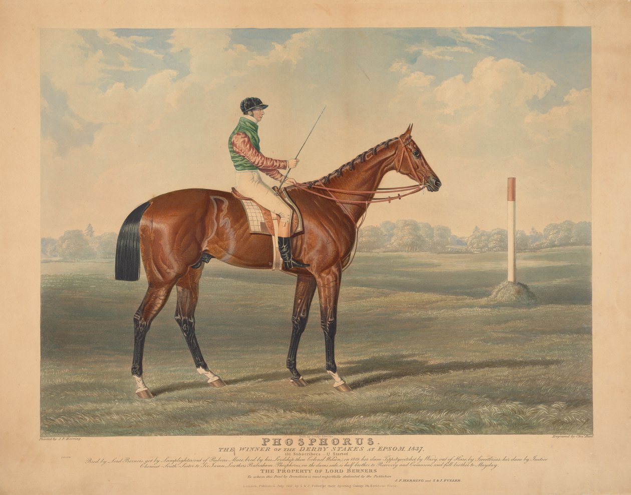 Dostihy: "Phosphorus", jezdil George Edwards, vítěz Derby Stakes v Epsomu, 1837 od Charles Hunt
