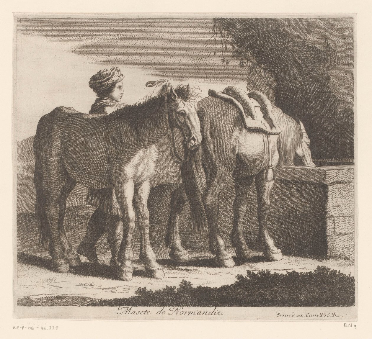 Pití koně Masete de Normandie (název na objektu) Zvířecí série (název série) od Charles II Errard (attributed to)