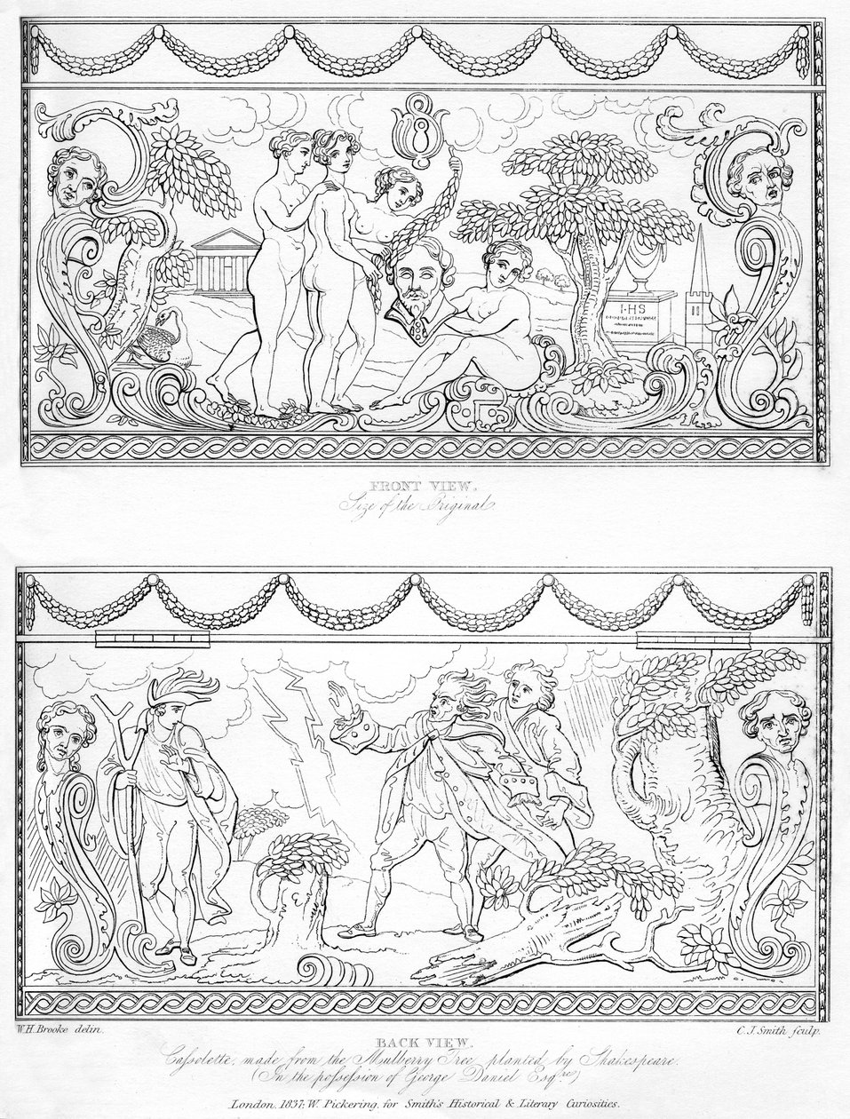 Vyřezávaná kazeta vyrobená ze dřeva Shakespearovy moruše, 18. století, 1840 od Charles J. Smith