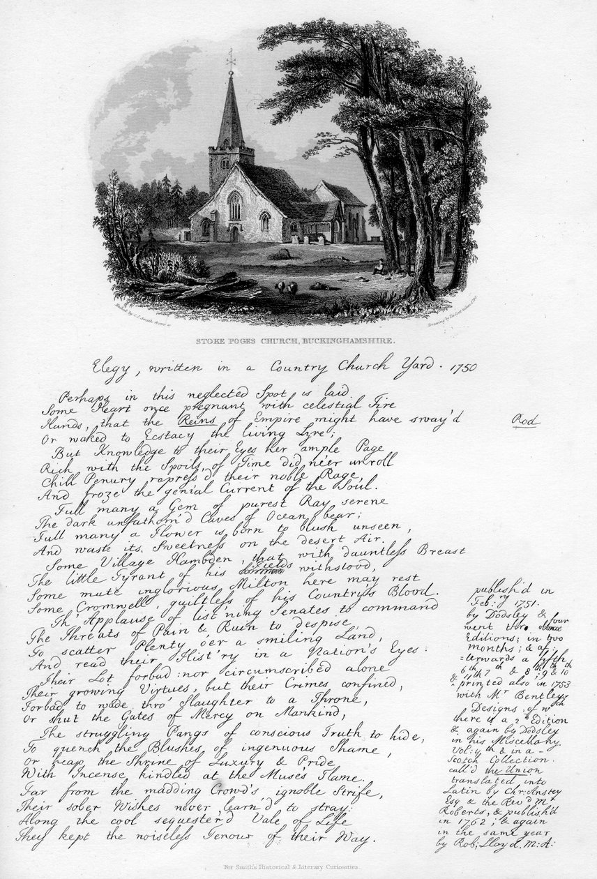 Kostel Stoke Poges, Buckinghamshire, c1750, 1840 od Charles J. Smith