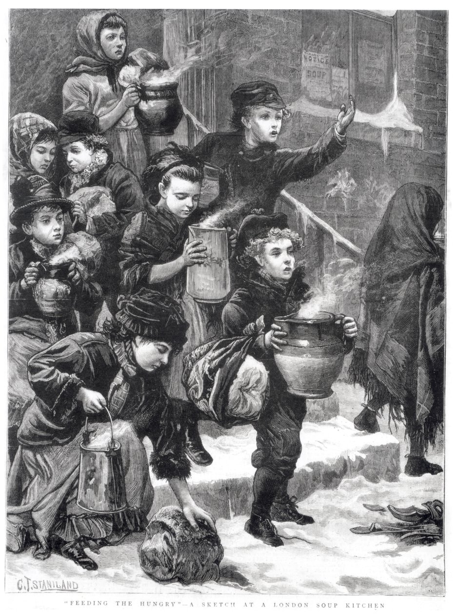 Feeding the Hungry, Londýnská polévková kuchyně, 1880 od Charles J. Staniland