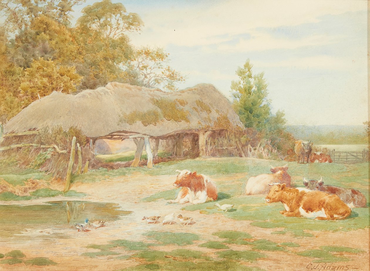 Odpočinek dobytka (akvarel) od Charles James Adams