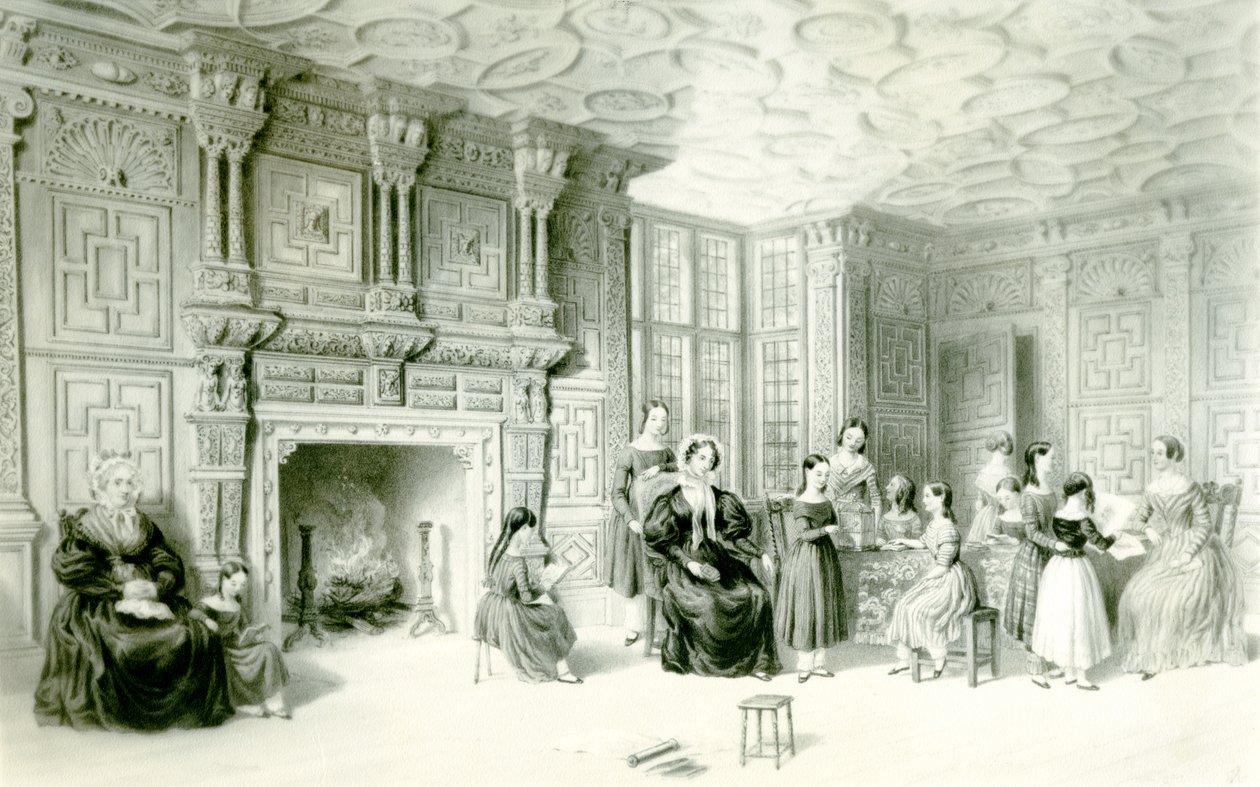 Učebna v Campden House, c.1840 (rytina) od Charles James Richardson