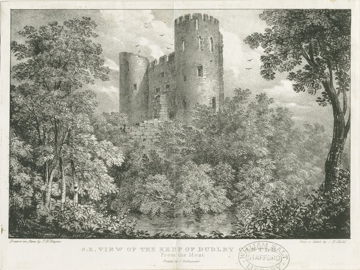 Dudley Castle - The Keep: rytina, nd [c 1825] (tisk) od Charles Joseph Hullmandel