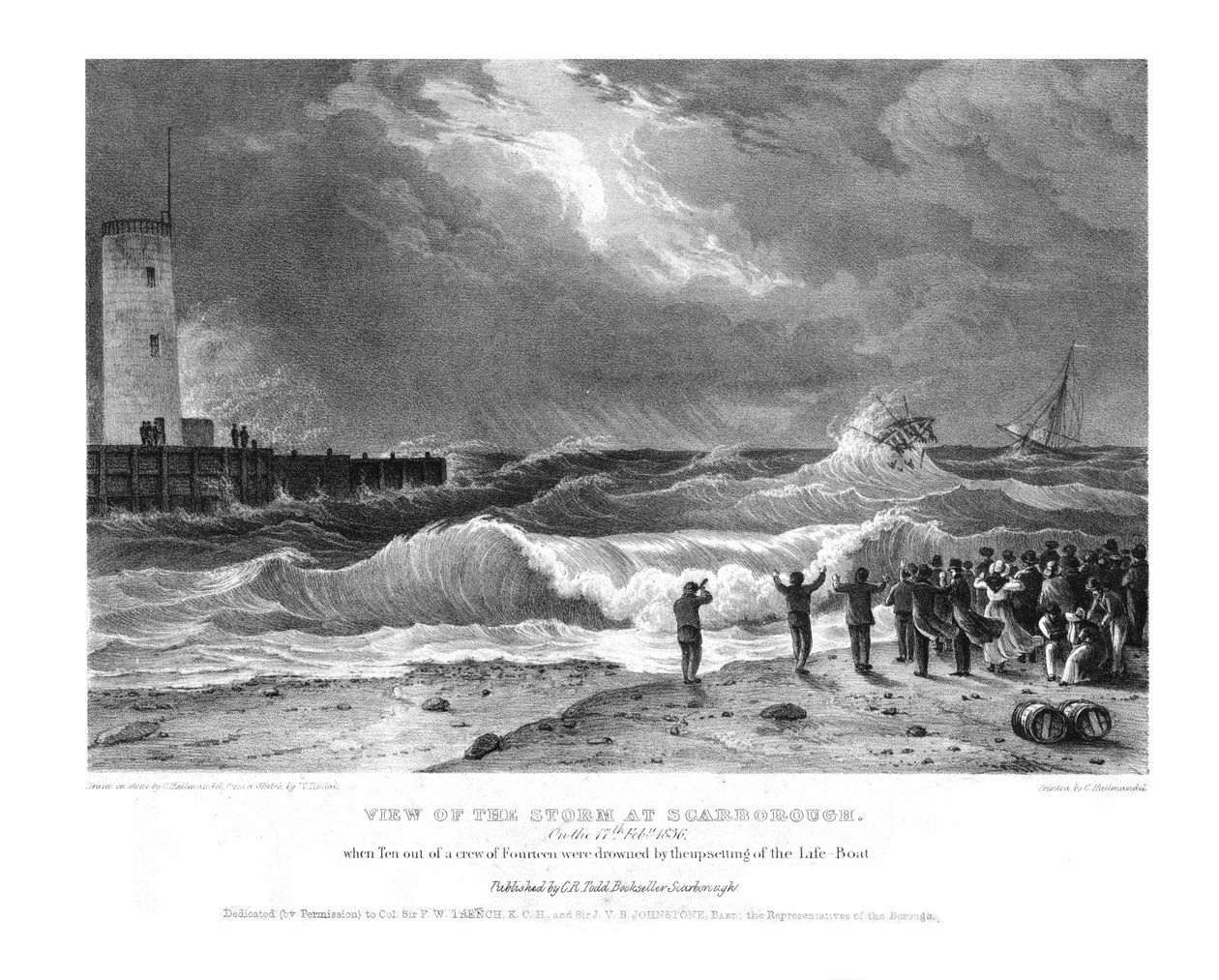 Pohled na bouři ve Scarborough dne 17. února 1836. od Charles Joseph Hullmandel