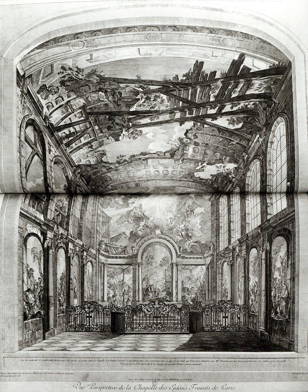Výzdoba kaple Hospice des Enfants Trouves v Paříži, vyryla Etienne Fessard (1714-77) kolem roku 1750 od Charles Joseph Natoire