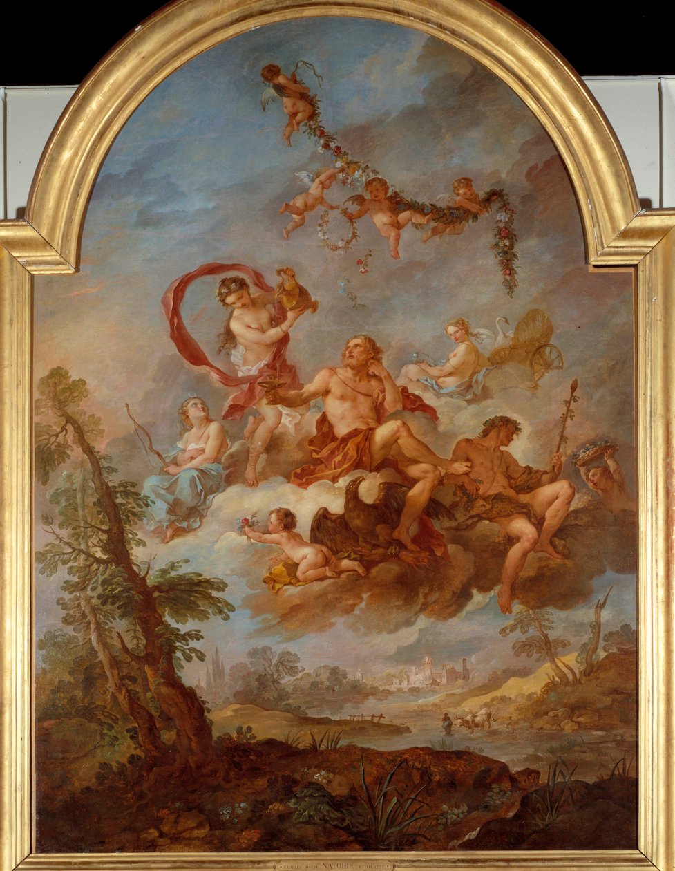 Jupiter slouží Hebe Hebe, dcera Jupitera slouží svému otci během hostiny. Obraz od Charlese Josepha Natoire (Charles-Joseph Natoire od Charles Joseph Natoire