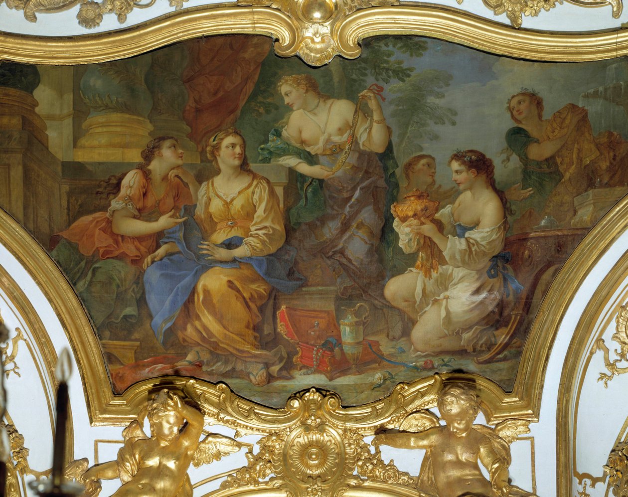 Psyché ukazuje své tresory svým sestrám Stropní obraz od Charlese Josepha Natoire (Charles-Joseph Natoire od Charles Joseph Natoire