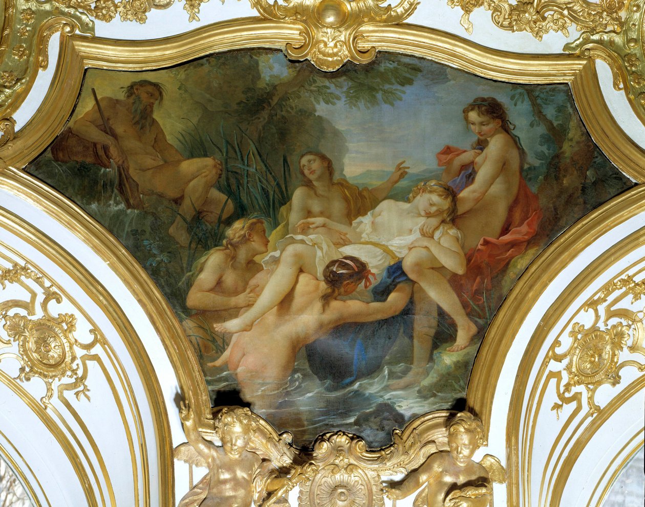 Stropní malba The Nymphs Drawing the Body of Psyche od Charlese Josepha Natoire (Charles-Joseph Natoire od Charles Joseph Natoire