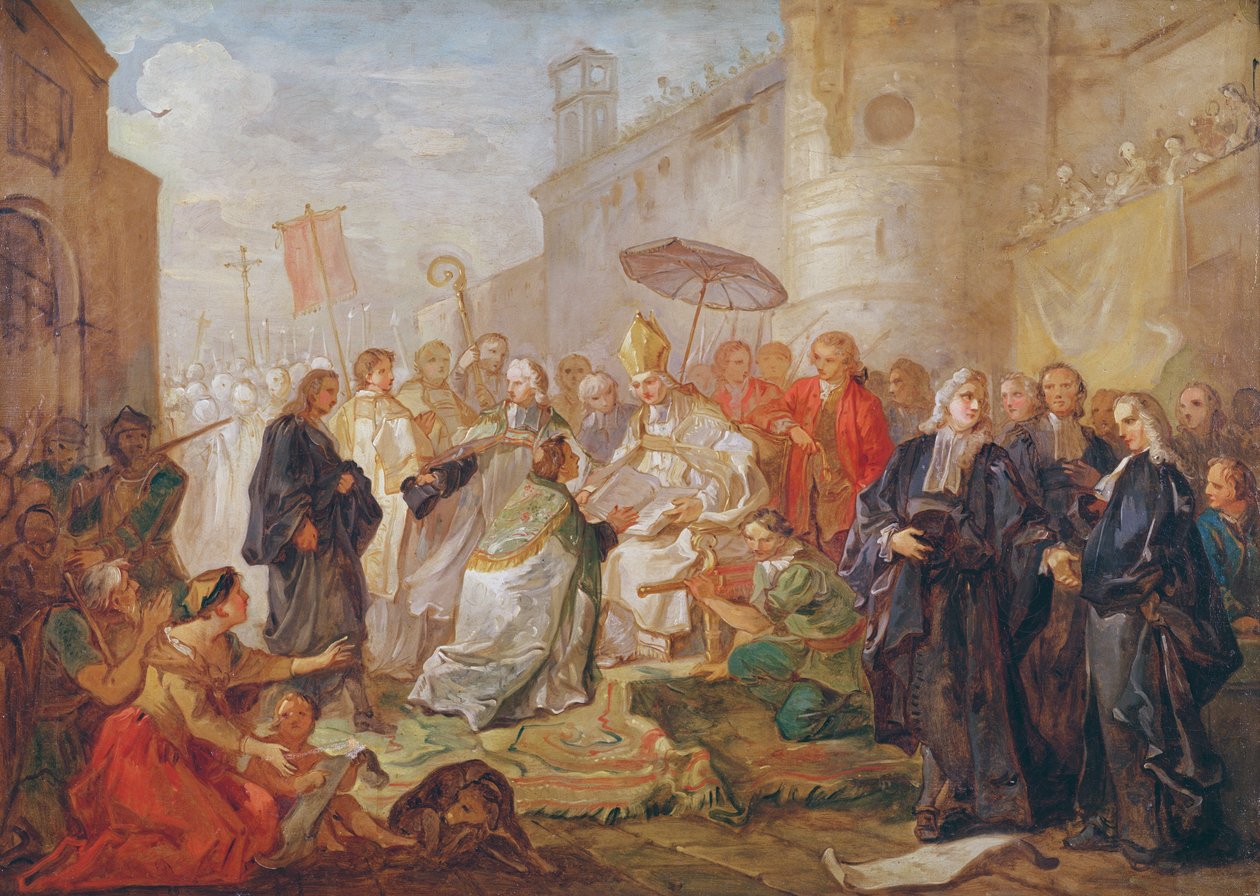 Slavnostní vstup monseigneura Nicolase-Josepha de Paris jako biskupa z Orleansu v roce 734, 1745 od Charles Joseph Natoire
