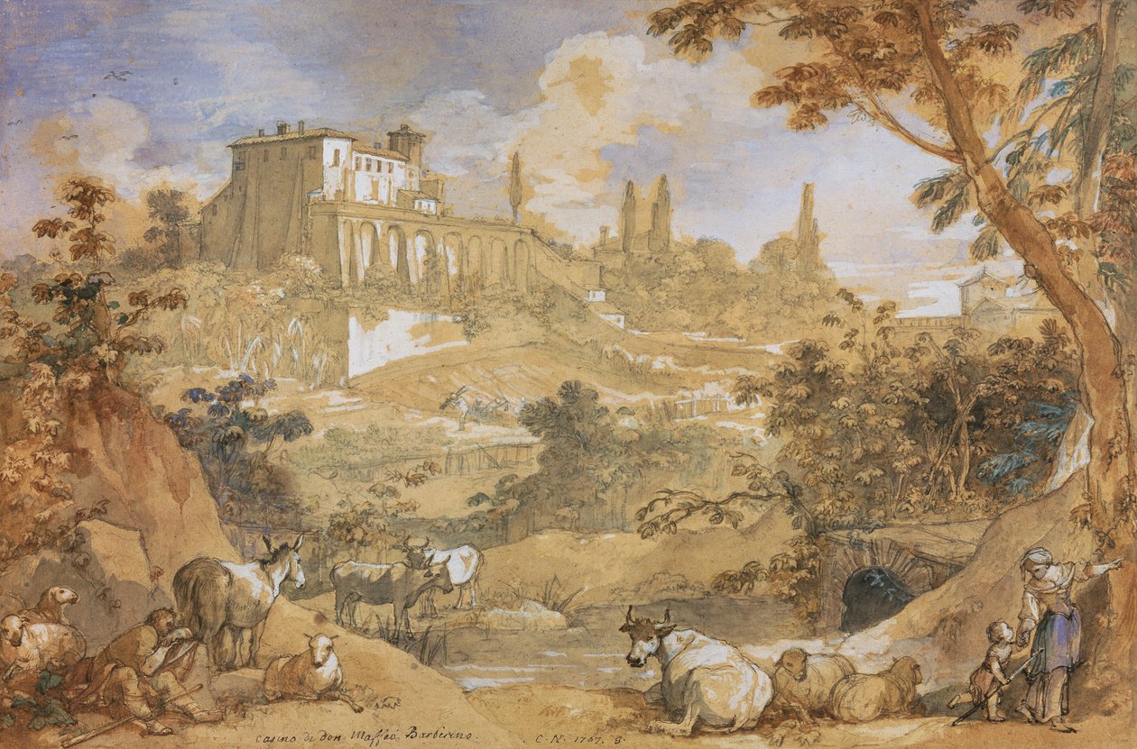 Pohled na kasino Don Maffeo Barberino od Charles Joseph Natoire