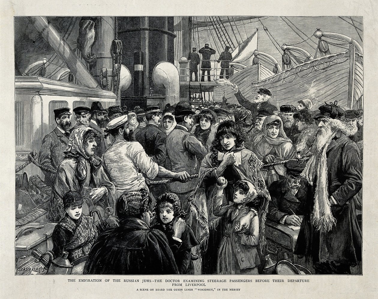 Ruští Židé vyšetřeni lékařem před emigrací z Liverpoolu v roce 1891 od Charles Joseph Staniland