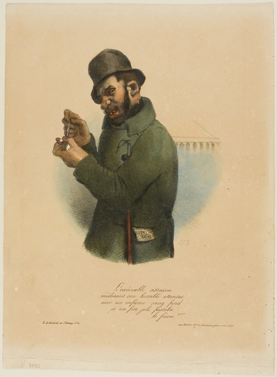 Execrable Assassin uvažuje o svém hrozném útoku... od Charles Joseph Traviès