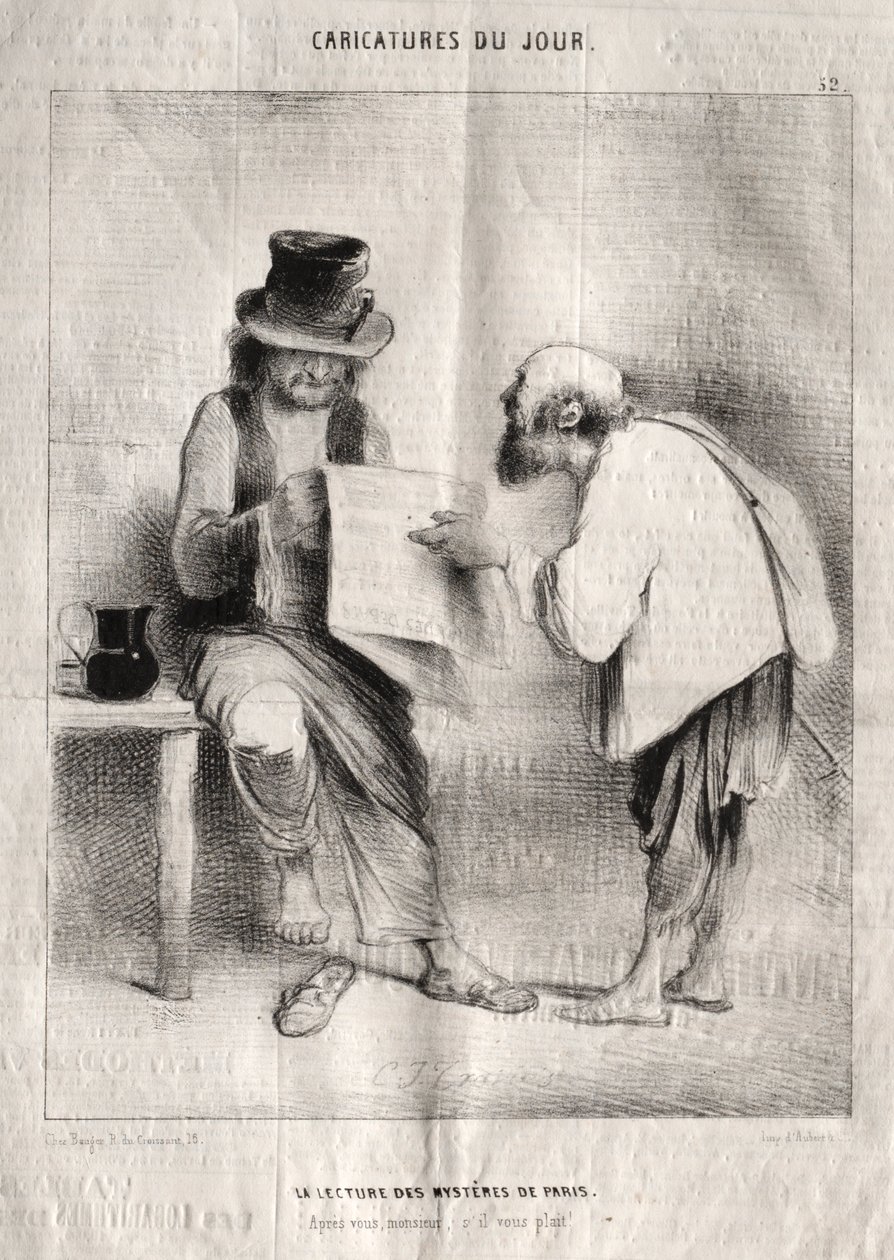 Karikatury dne: Čtení pařížských záhad od Charles Joseph Traviès de Villers