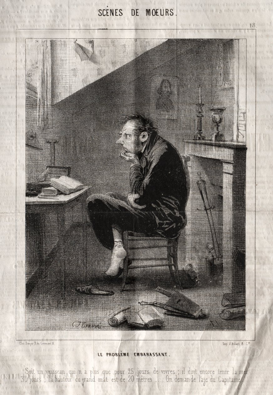 Scény chování: Trapný problém... od Charles Joseph Traviès de Villers