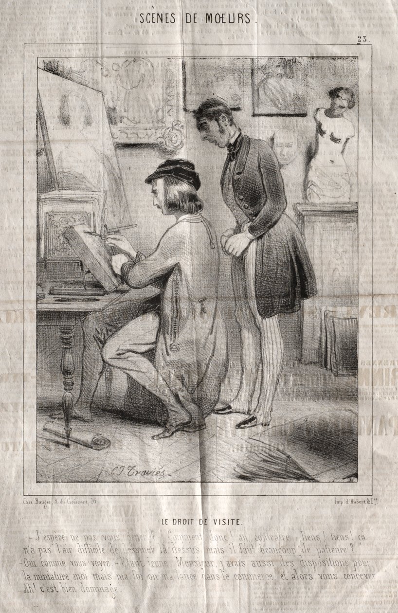Scény chování: Právo návštěvy. Doufám, že tě neobtěžuji?... od Charles Joseph Traviès de Villers