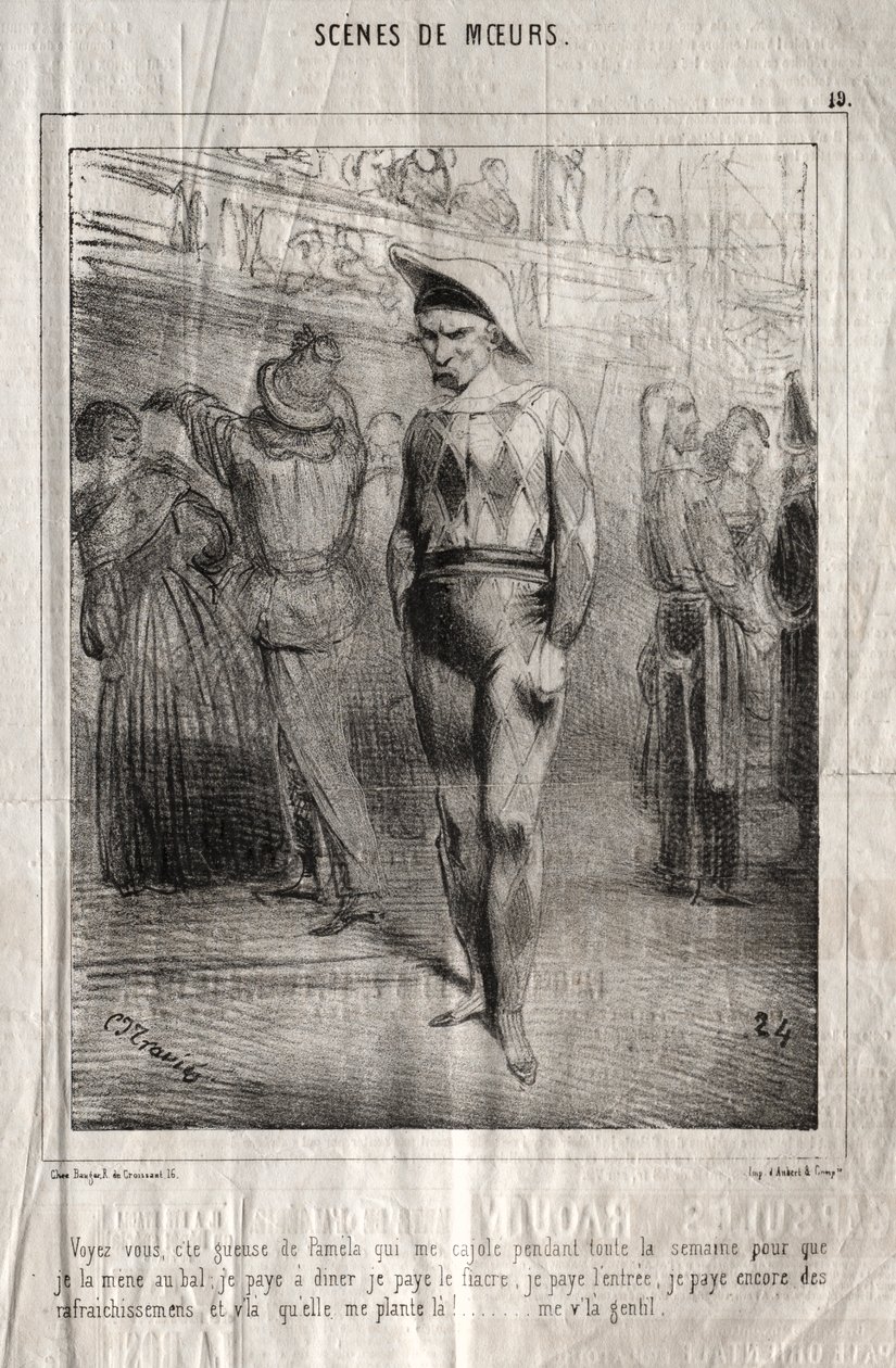Scény chování: Vidíte, je to Pamelina fronta, která mě celý týden přemlouvá, abych ji vzal na ples... od Charles Joseph Traviès de Villers