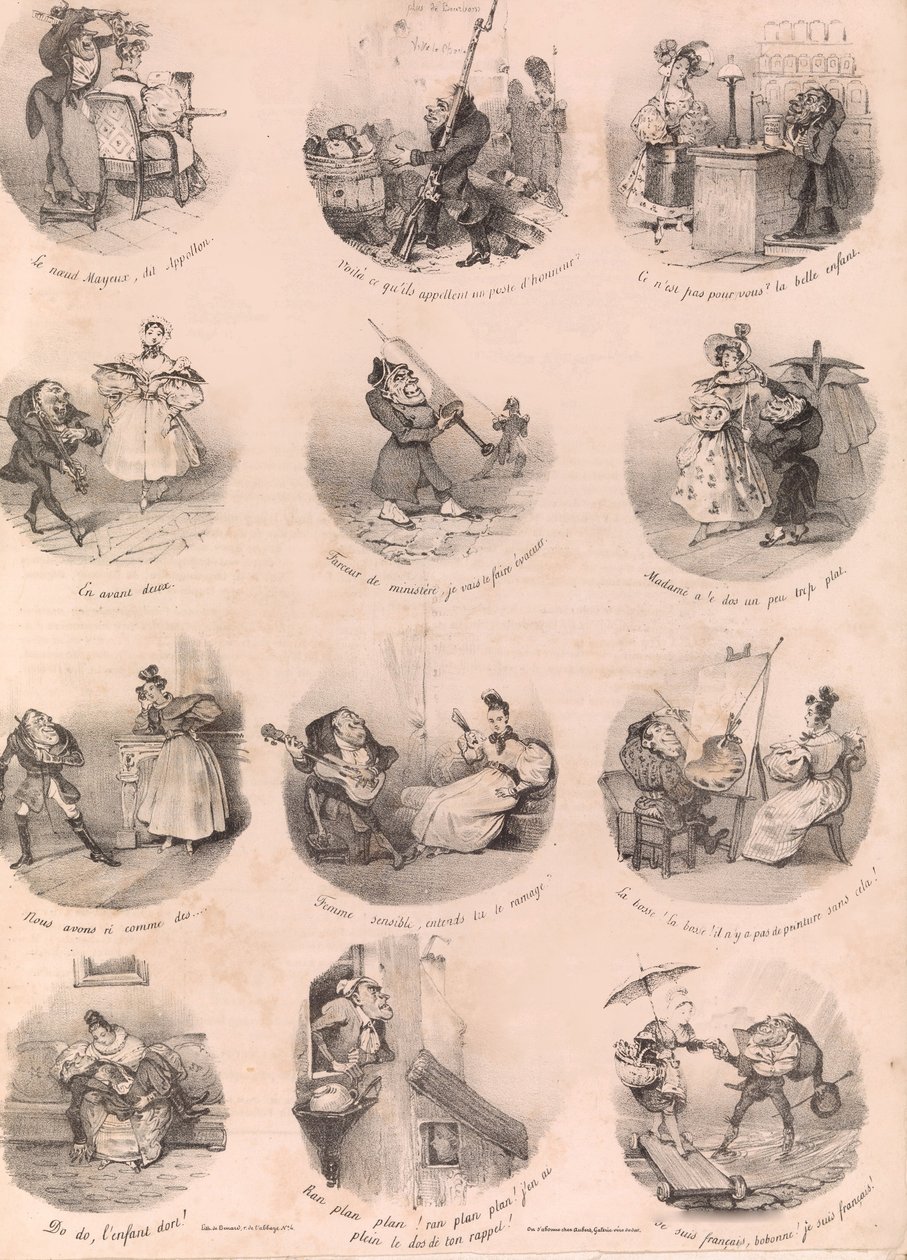 Dvanáct satirických vinět Le Charivari, 10. prosince 1832, 1. prosince 1832. od Charles Joseph Traviès de Villers