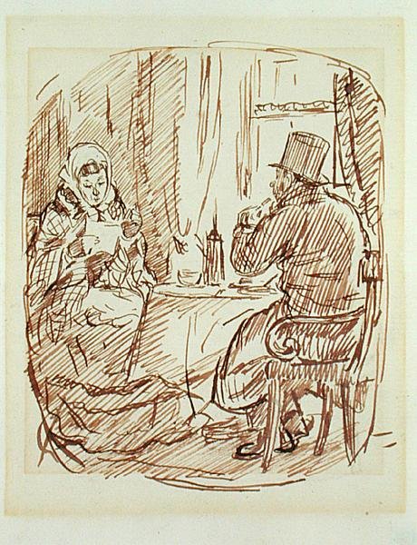 Uhelný hladomor (pero a hnědý inkoust na papíře) od Charles Keene