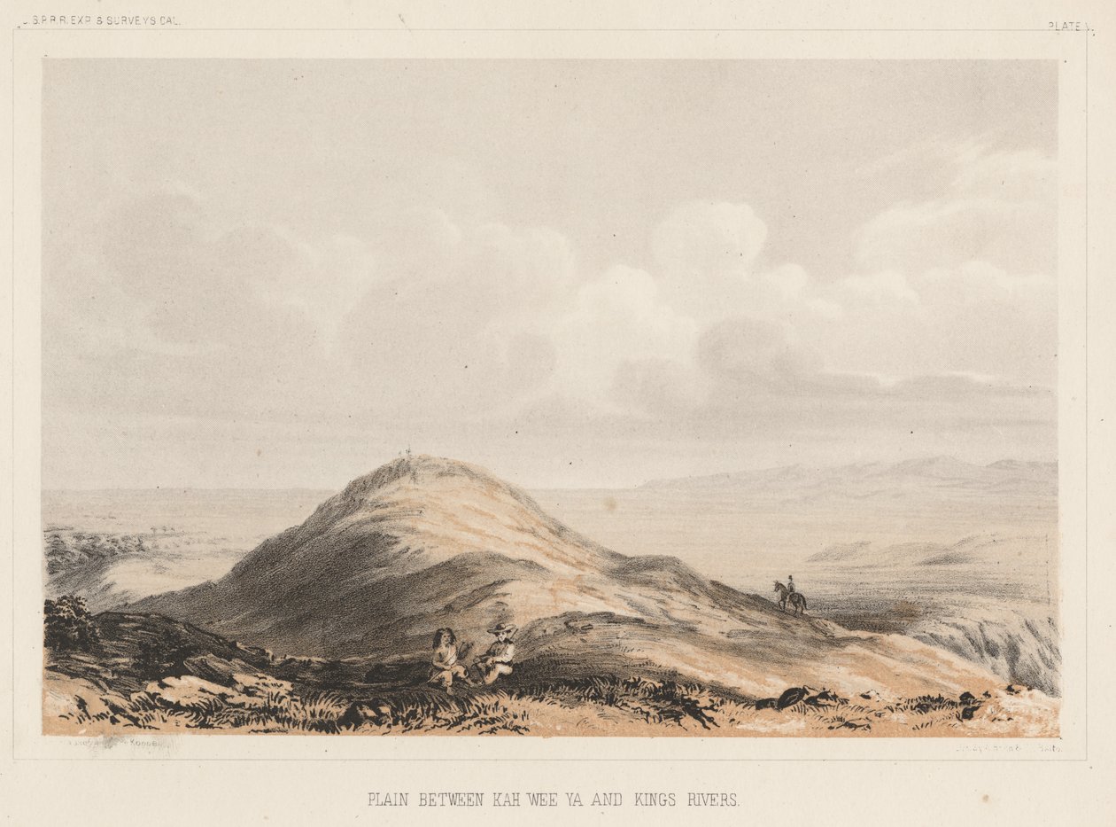 Rovina mezi Kah Wee Ya a Kings Rivers, litho od A. Hoen & Co., 1855 chromolitho od Charles Koppel