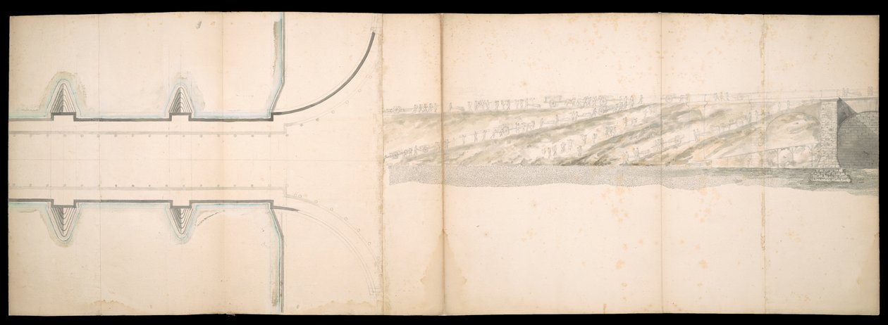 Návrhy projektovaného mostu na řece Temži v Londýně, BL Maps C.49.e.76 od Charles Labelye