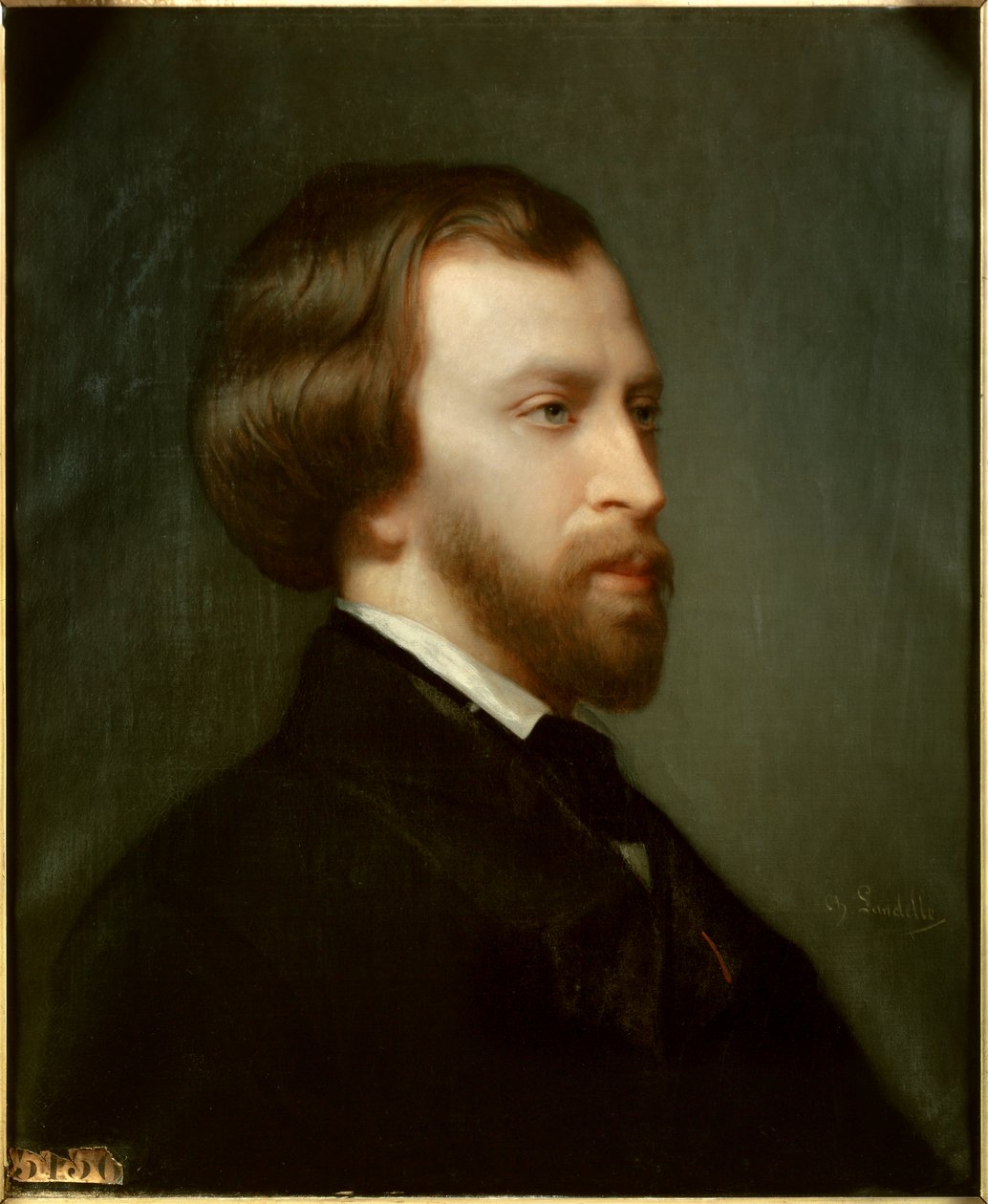 Portrét Alfreda de Musseta (1810-1857) francouzský básník v roce 1854 Malba Charlese Landelleho (1812-1908) od Charles Landelle