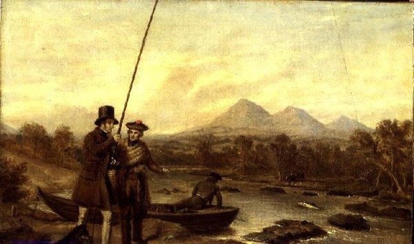 Lov lososů na Eildon Hill od Charles Landseer